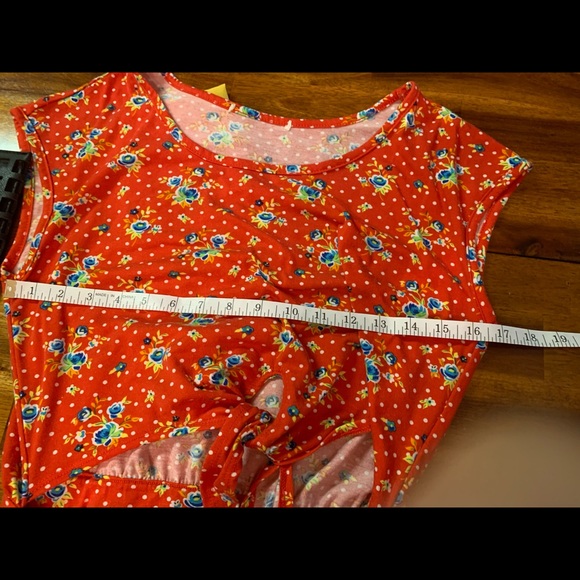 Red and Floral One Piece Playsuit - Picture 4 of 9